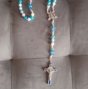Blue And Pink With Fetus Bead Silver Rosary
